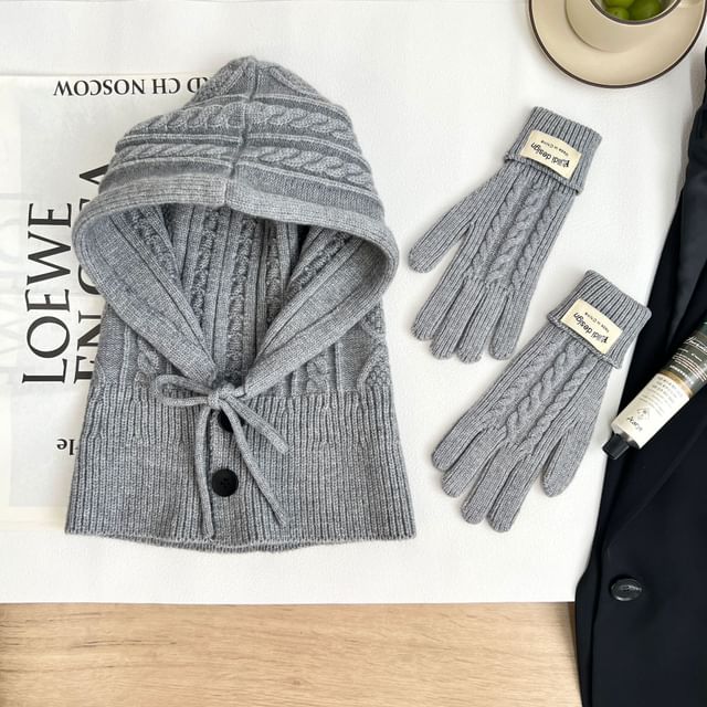Plain Balaclava / Set Knit Gloves