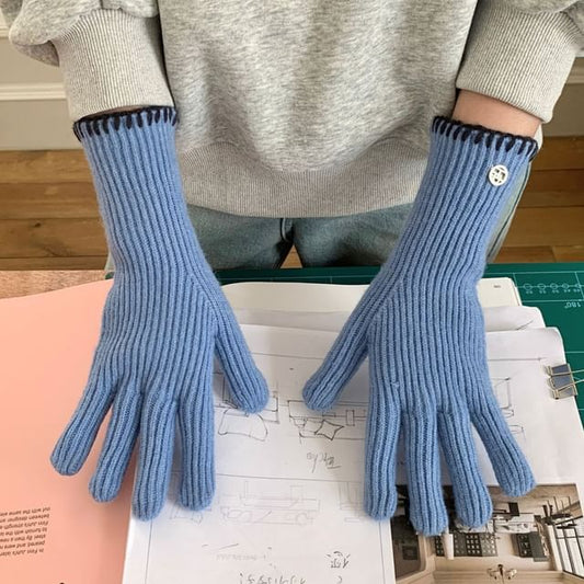 Knit Gloves Ribbed Cuff