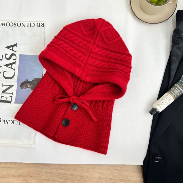 Plain Balaclava / Set Knit Gloves