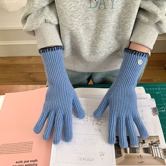 Knit Gloves Ribbed Cuff