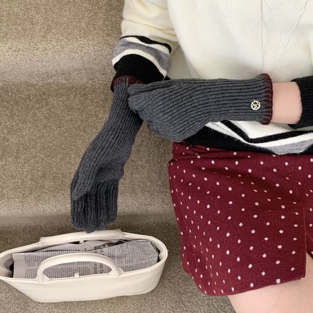 Knit Gloves Ribbed Cuff