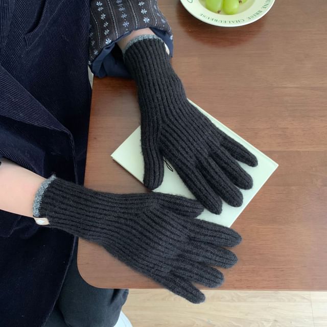 Knit Gloves Two-Tone Touchscreen