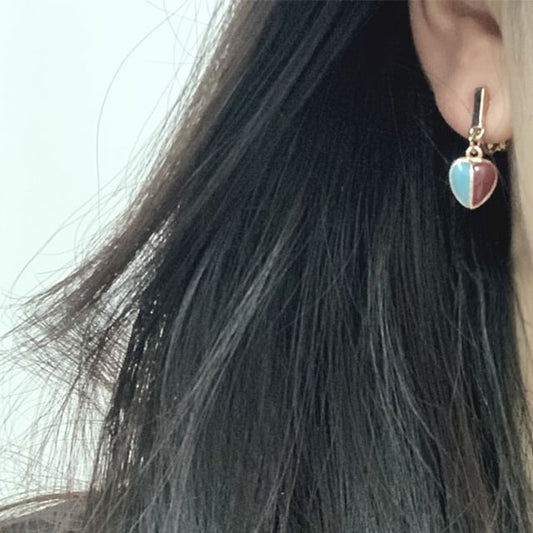 Earring Glaze Heart Drop Alloy