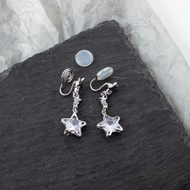 Alloy Star Earring Rhinestone Dangle
