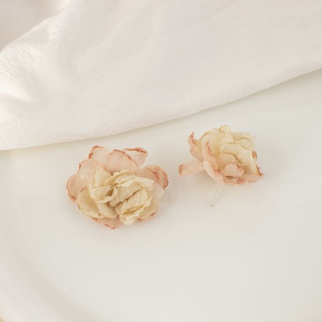 Earring Fabric Floral Stud
