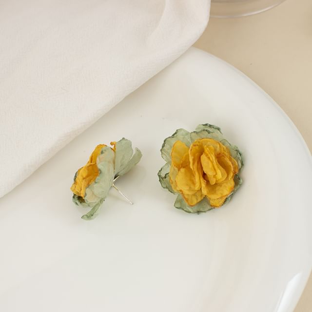 Earring Fabric Floral Stud