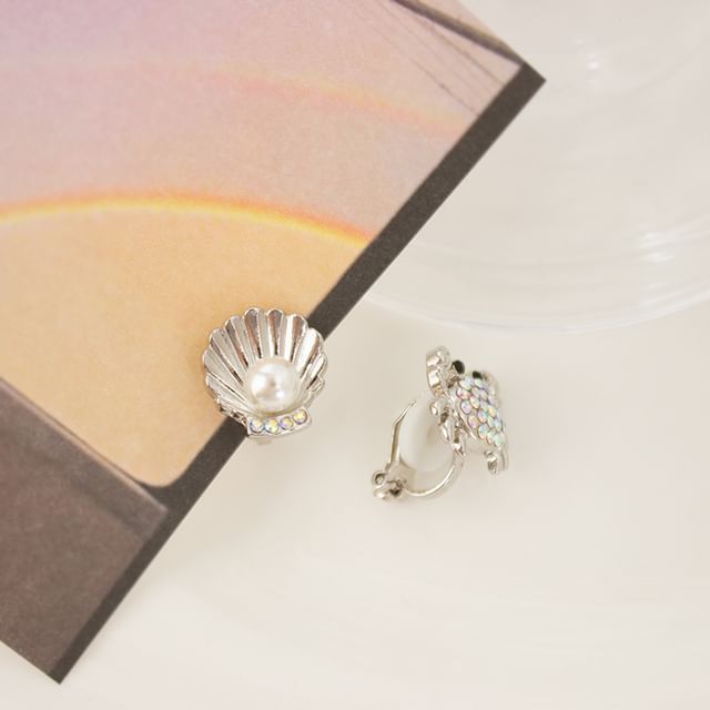 Faux / Alloy Crab Pearl Starfish Earring Stud Rhinestone Shell