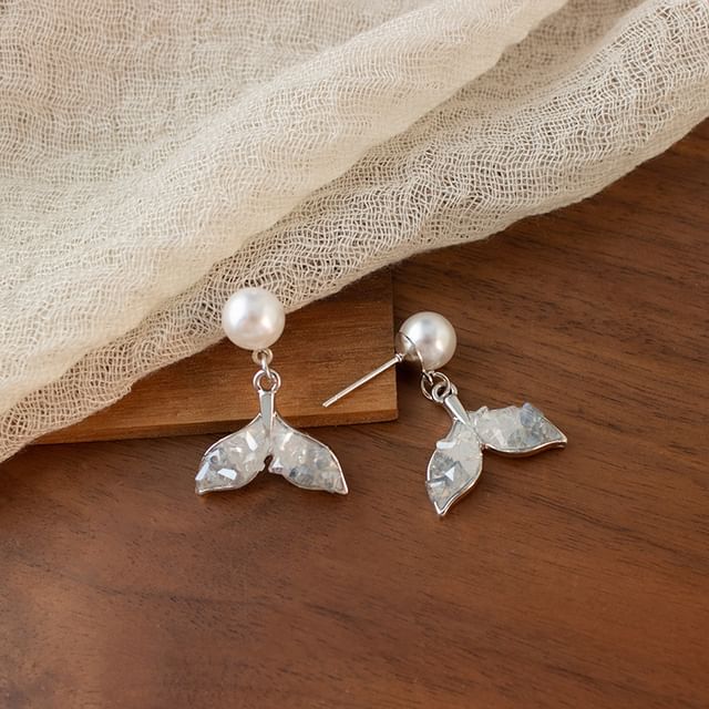 Drop Tail Pearl Alloy Mermaid Faux Crystal Earring
