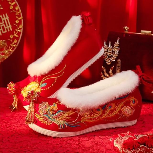 (Various Pumps Wedge Heel Designs) Embroidered Hidden Beaded