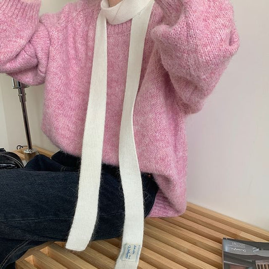 Narrow Scarf Knit Plain