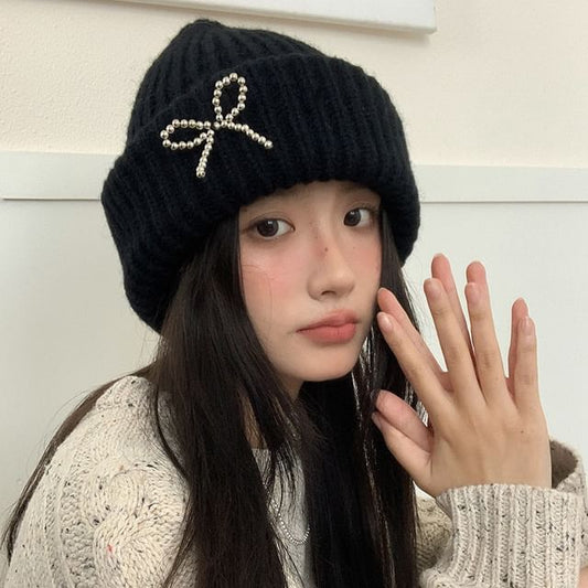 Bow Beanie Beaded