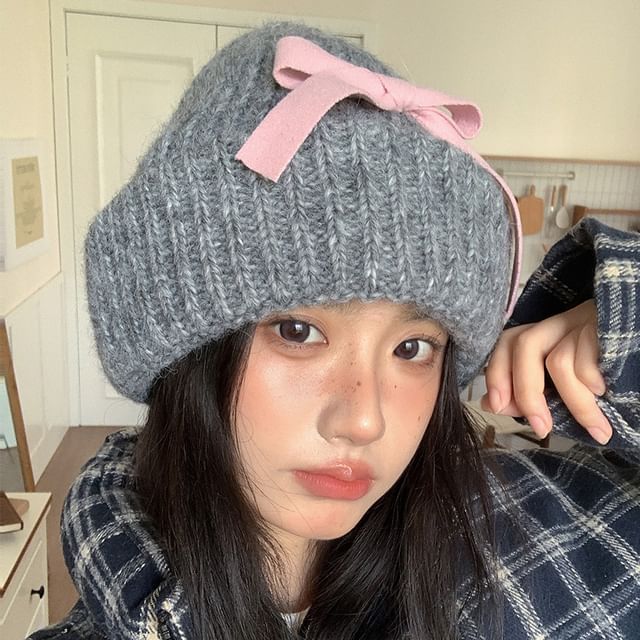 Beanie Bow Ribbed