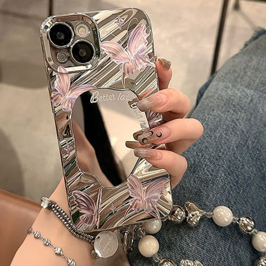 / Set Case Butterfly Mirrored Phone Strap