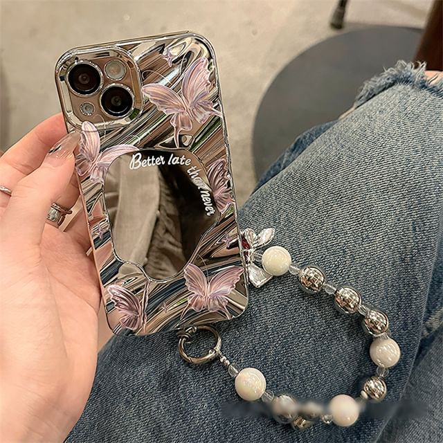/ Set Case Butterfly Mirrored Phone Strap