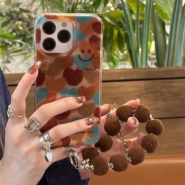 Smiley Pom Case Phone Set Strap /