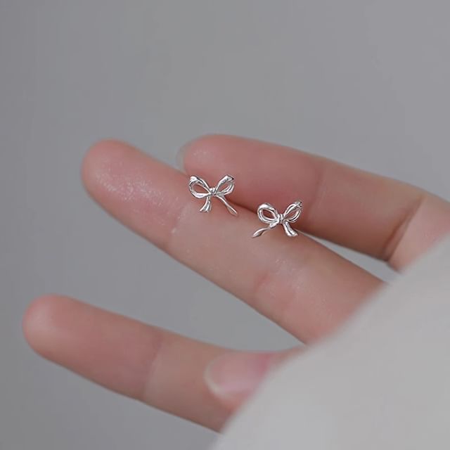 Earring Silver Bow 925 Stud Sterling