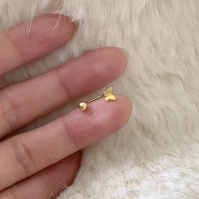 Sterling Earring Butterfly Barbell 925 Silver