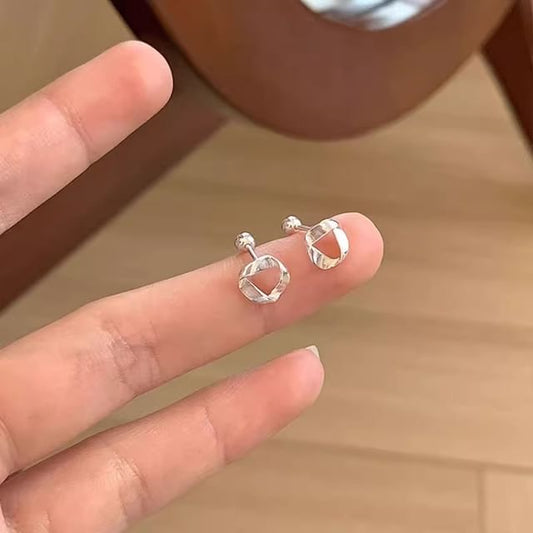 Silver Sterling Twisted Earring Barbell 925