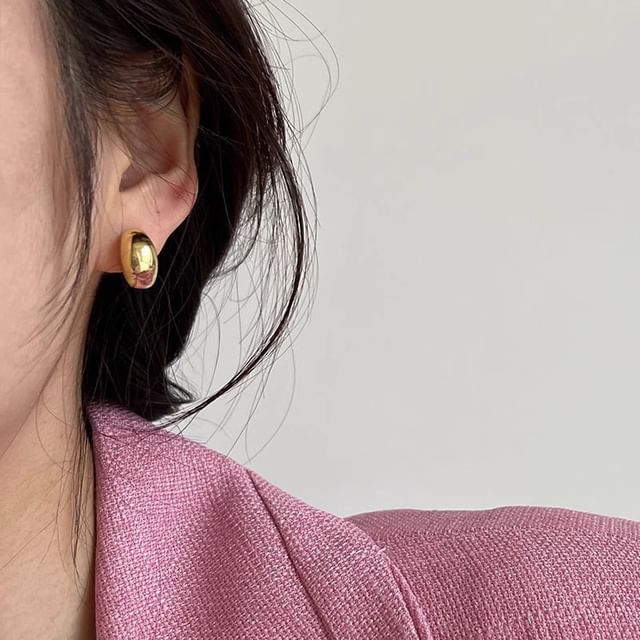 Silver Glossy Hoop Earring 925 Sterling