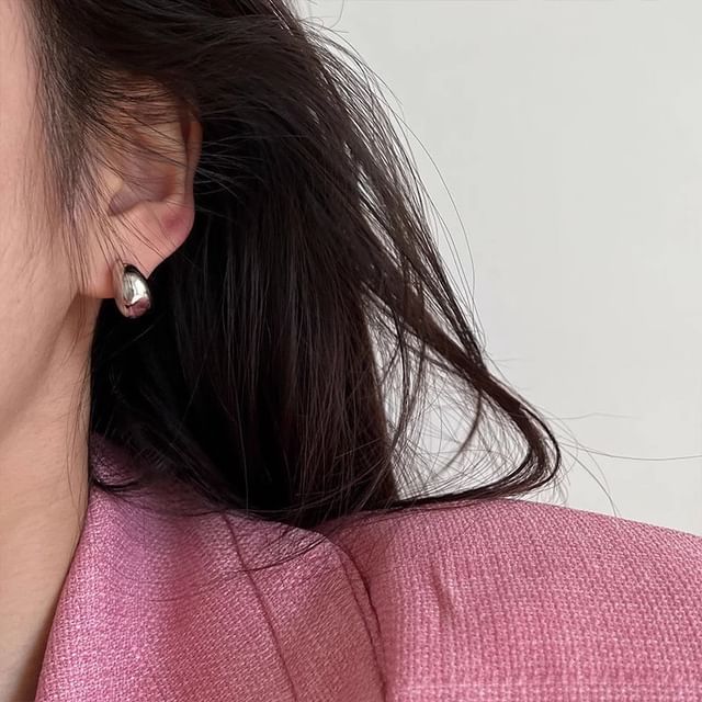 Silver Glossy Hoop Earring 925 Sterling