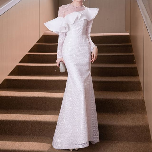 Ruffle Plain Mermaid Evening Gown (Various Designs)