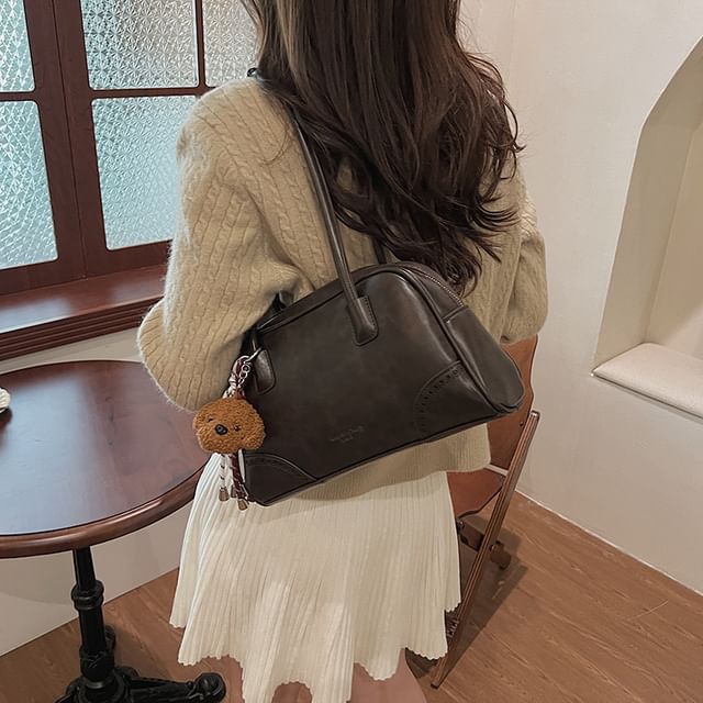 Bowler Leather Bag Faux Set Charm / Washed