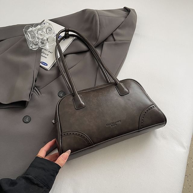 Bowler Leather Bag Faux Set Charm / Washed