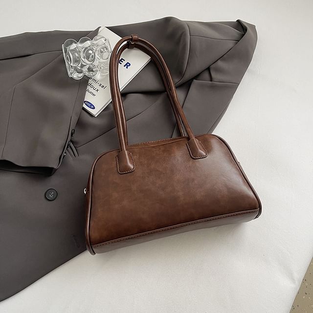 Bowler Leather Bag Faux Set Charm / Washed