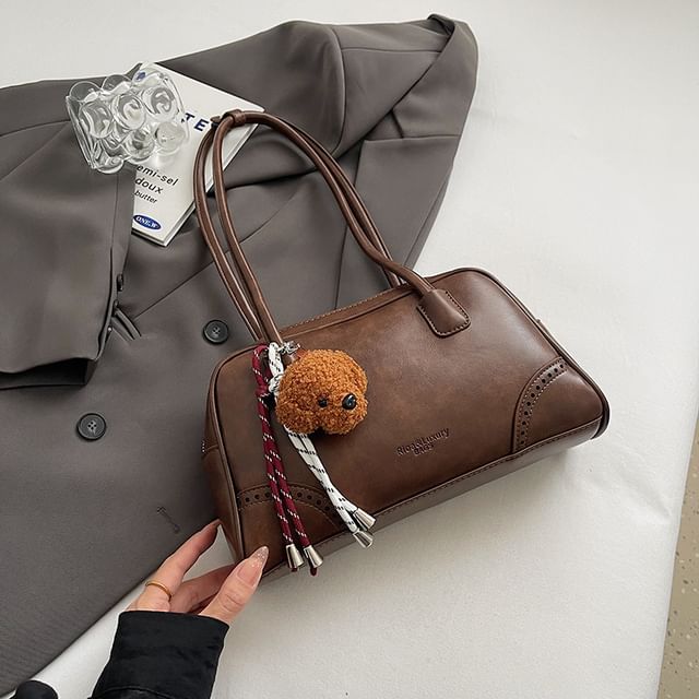 Bowler Leather Bag Faux Set Charm / Washed