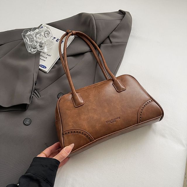 Bowler Leather Bag Faux Set Charm / Washed