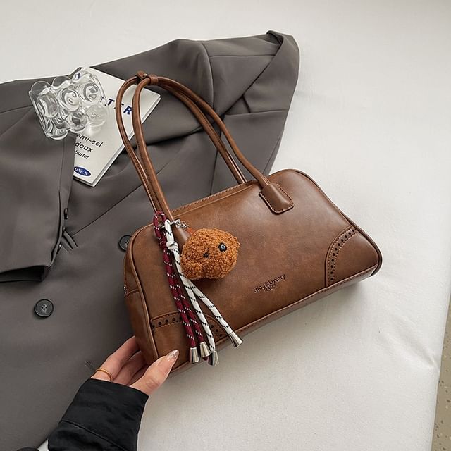 Bowler Leather Bag Faux Set Charm / Washed