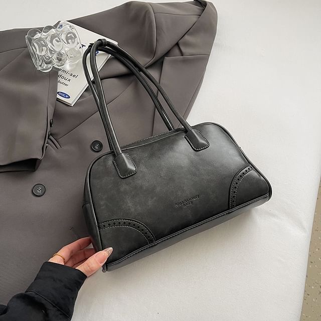 Bowler Leather Bag Faux Set Charm / Washed