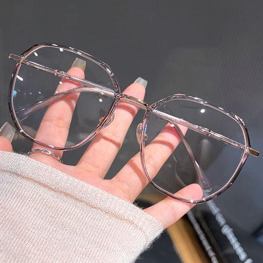 Blocking Light Geometric Glasses Metal Blue