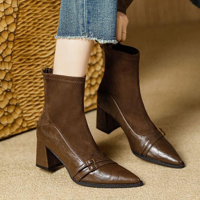 Heel Boots Pointed Block Short