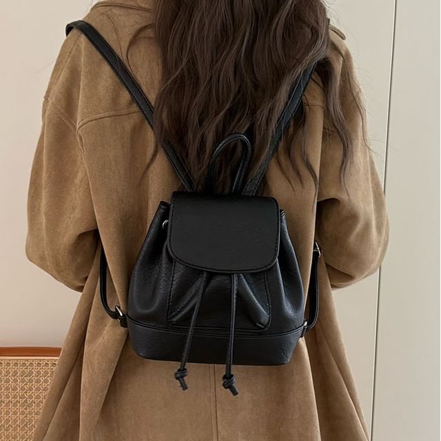 Leather Faux Flap Backpack