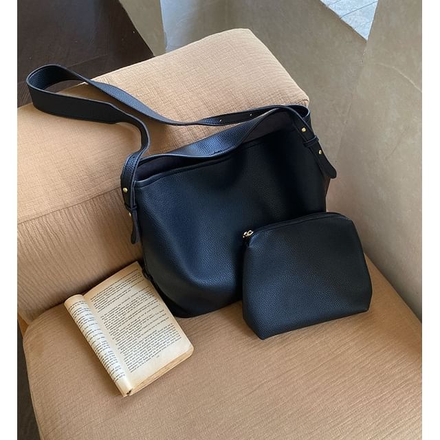 Faux Bag Crossbody Pouch With Leather