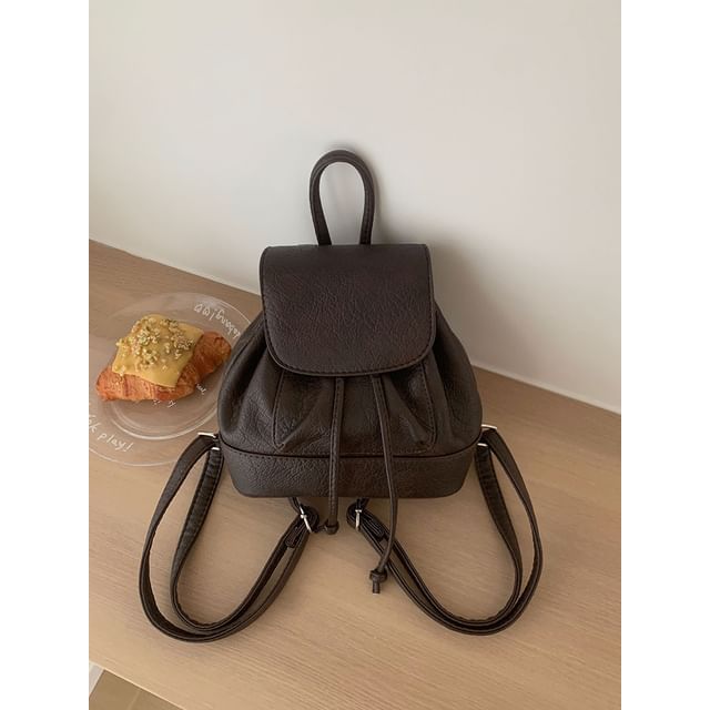 Leather Faux Flap Backpack