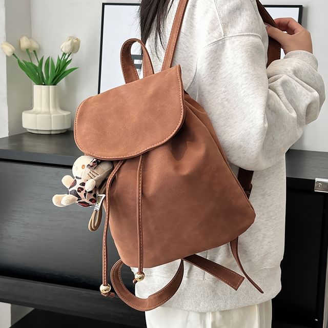 Flap Faux Suede Backpack