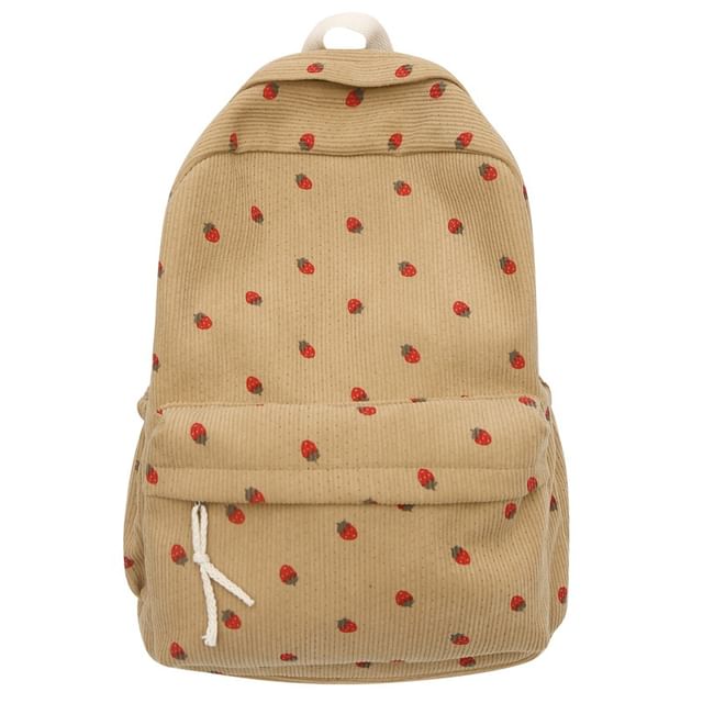 Strawberry Multi-Pocket Print Backpack