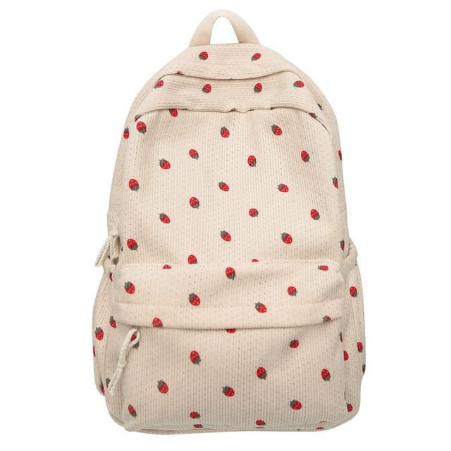 Strawberry Multi-Pocket Print Backpack