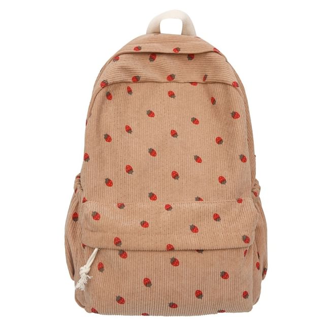 Strawberry Multi-Pocket Print Backpack