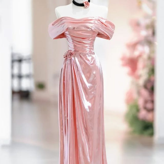 Gown Shoulder Plain Off Evening Ruched A-Line Sleeveless