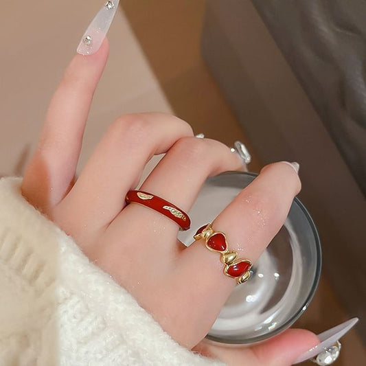 / Rhinestone Open Geometry Ring