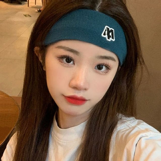 Knit Embroidered Lettering Headband