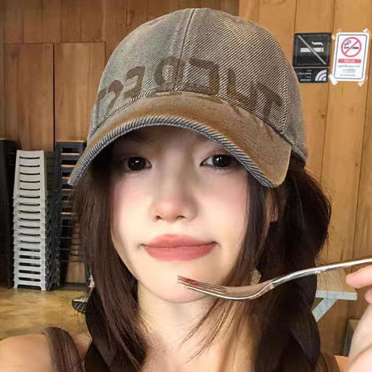 Cap Plain Baseball Lettering Washed / Print