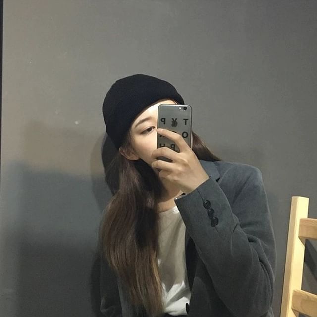 Embroidered Plain / Bear Beanie