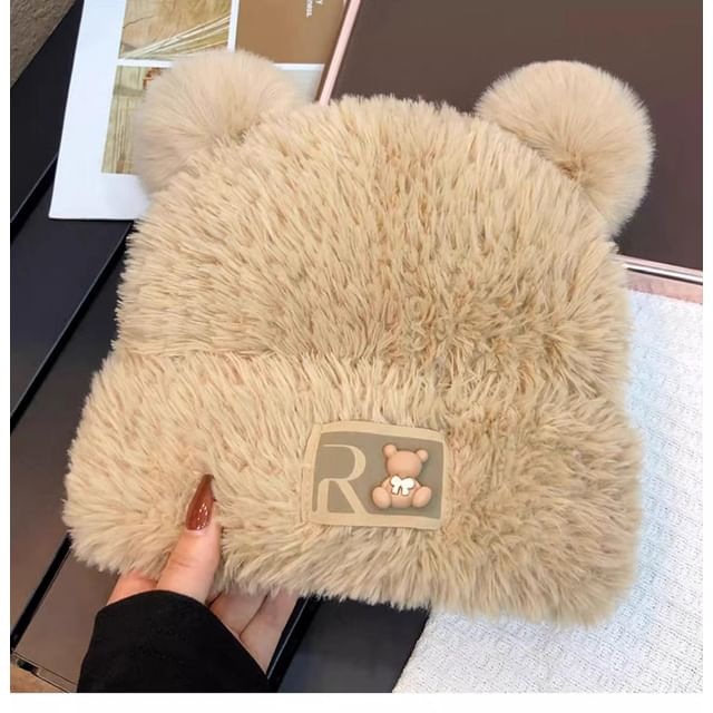 Balaclava Knit Plain Bear Fluffy Hat /
