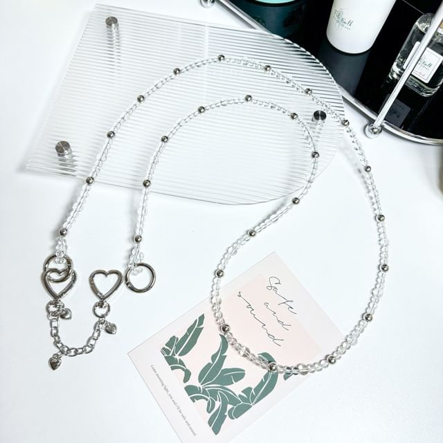 Faux Lanyard Crystal Phone Heart Alloy Buckled