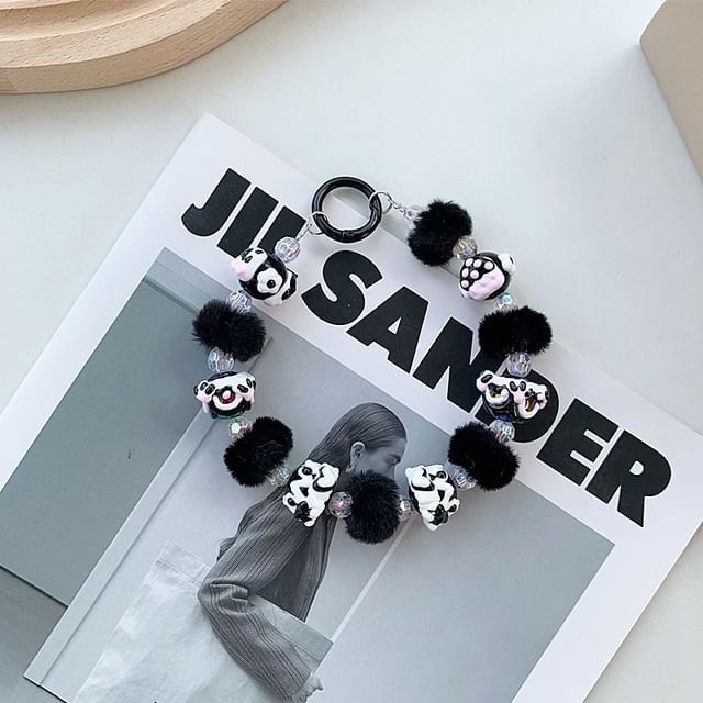 Phone Bead Pom Heart Strap