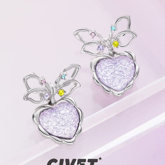 Drop Bow Earring Heart Alloy